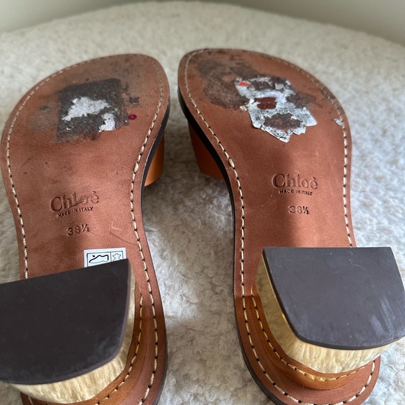 Chloe Rebeca 70 Brown Slide Sandals with Gold Buckle. Size 8 1/2. - Picture 6 of 6